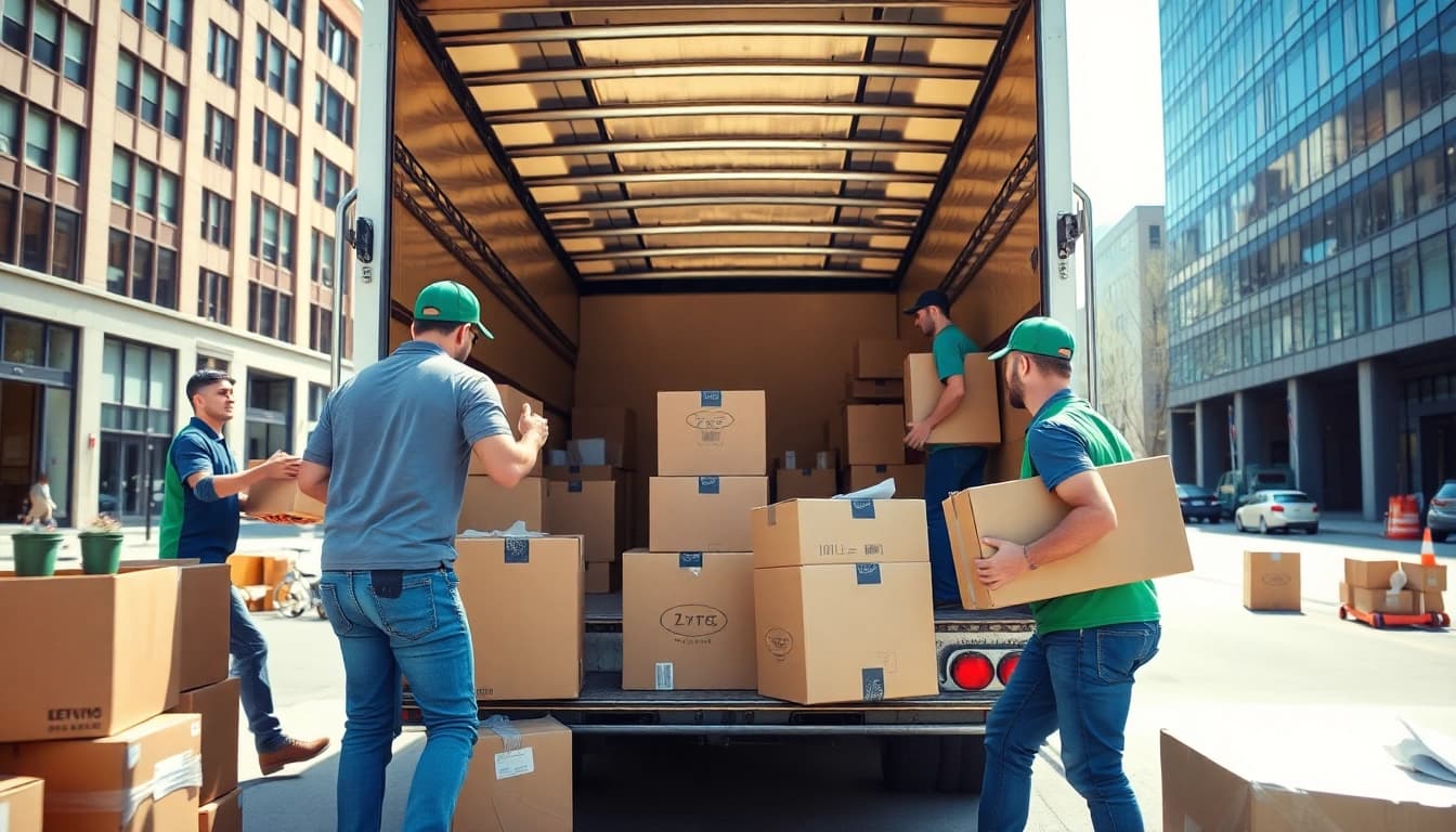 Efficient long distance movers Calgary loading a truck with household items during the move.