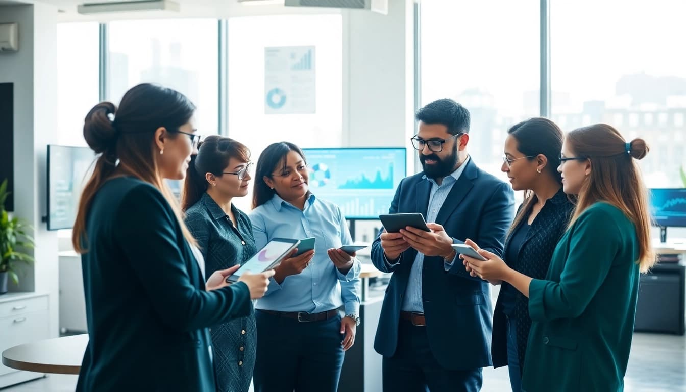 Providing managed it services near me with a professional IT team collaborating in a modern office.