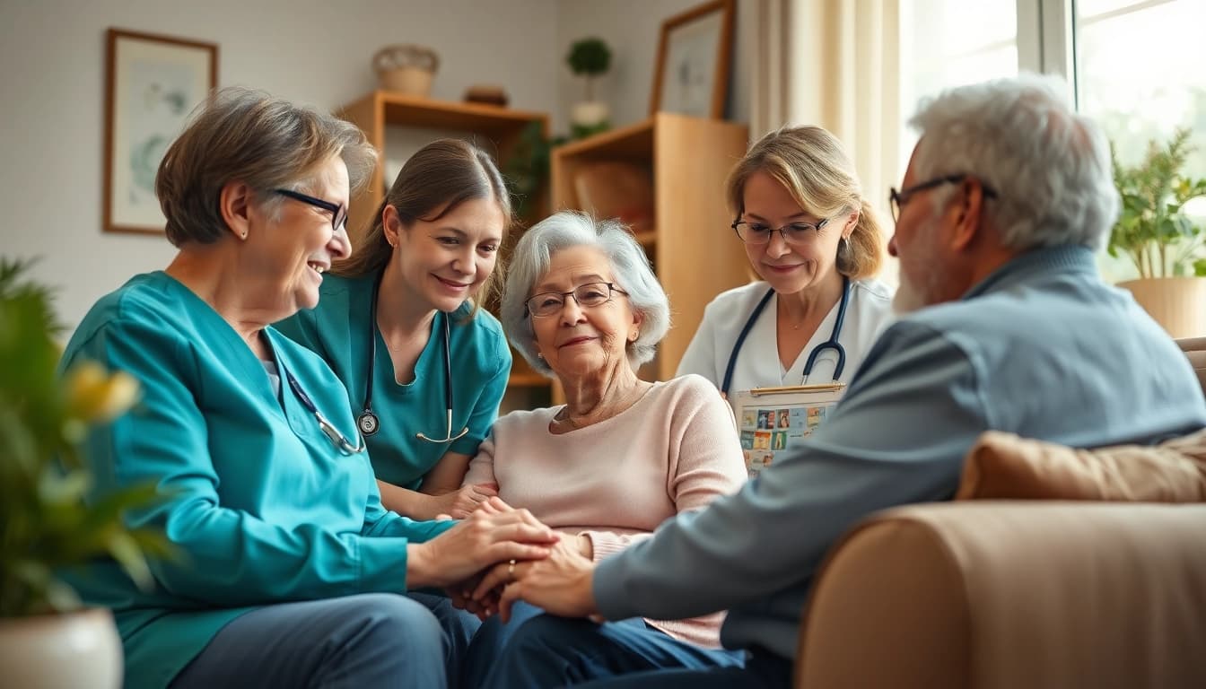 Engaging senior caregivers austin tx providing compassionate assistance in a warm home setting.