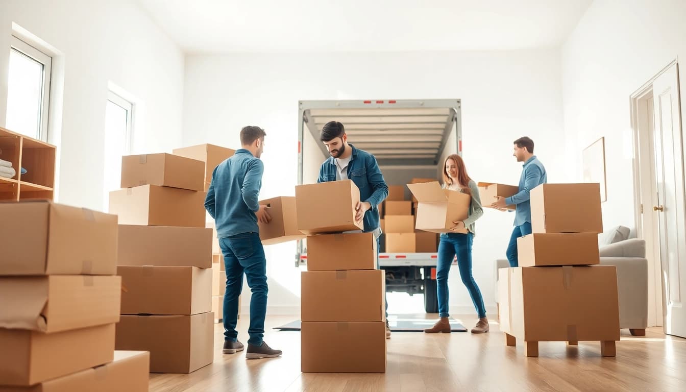 Team of professional movers in action, representing a trusted moving company Canada at work.