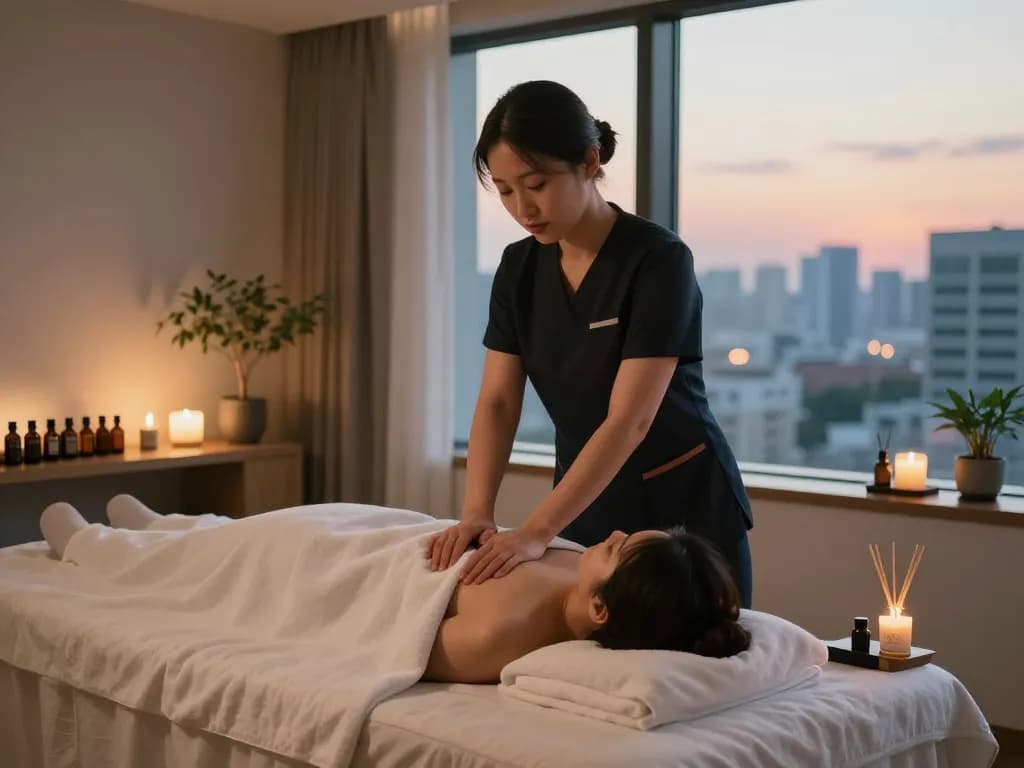 Experience rejuvenating 인천 출장마사지 in a tranquil hotel room with professional care.