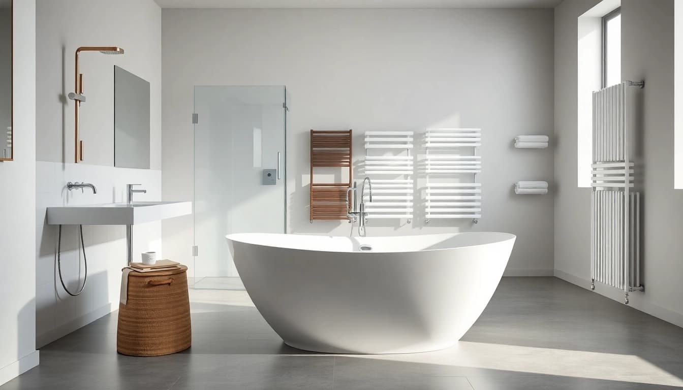 Sonni sanitär bietet hochwertige Badprodukte in einem modernen Badezimmer-Setup.