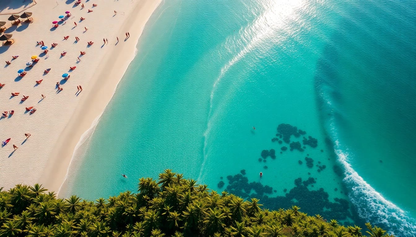 Bonita vista aérea da Praia de Paripueira, com praias de areia e águas vibrantes.