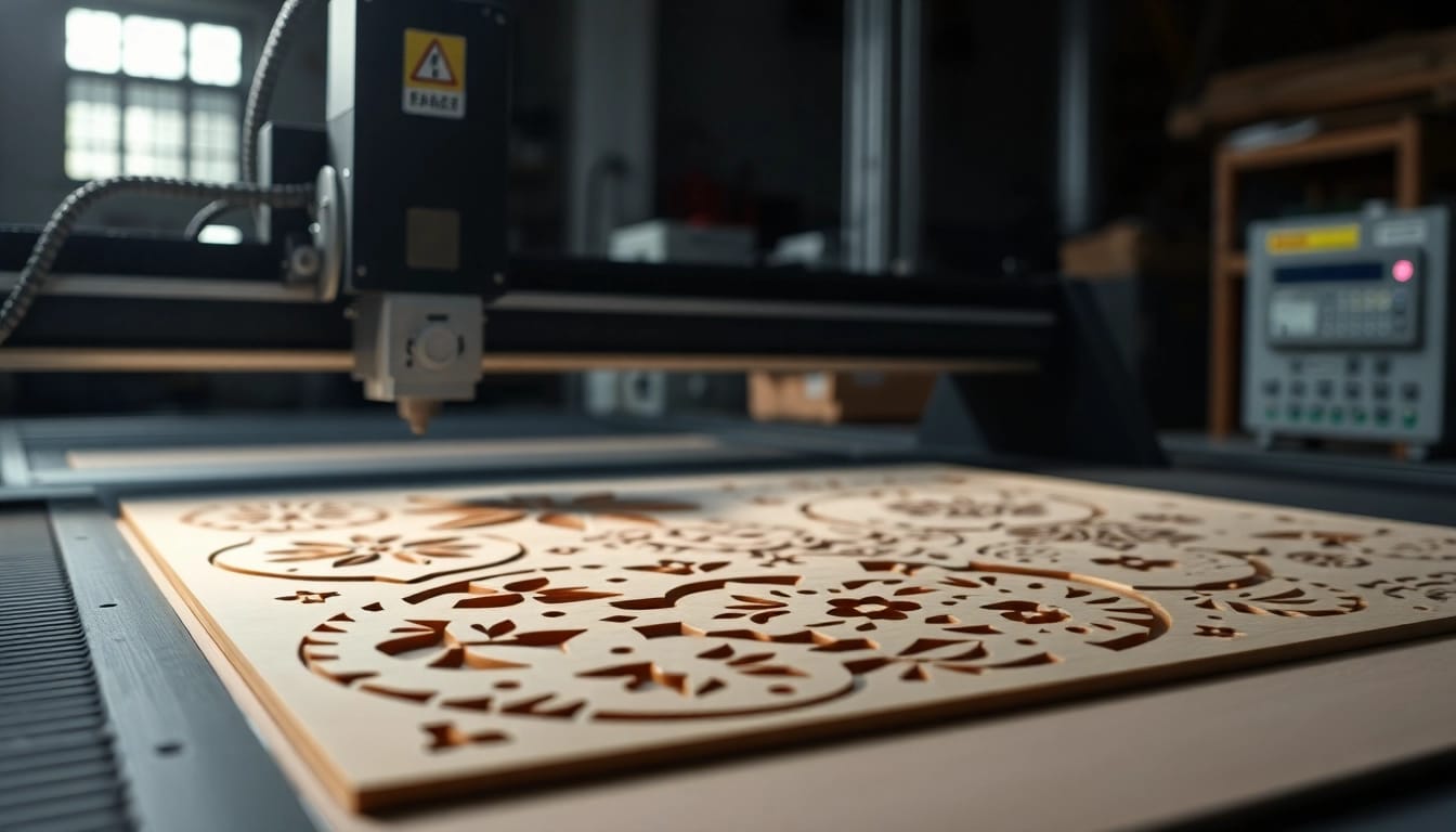 Laser cutting dxf file demonstrating precision in a workshop environment.