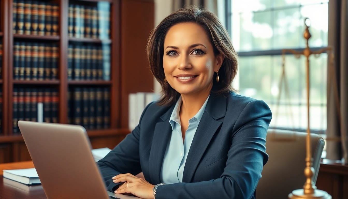 Orlando Injury Lawyer confidently consulting in a professional law office environment.