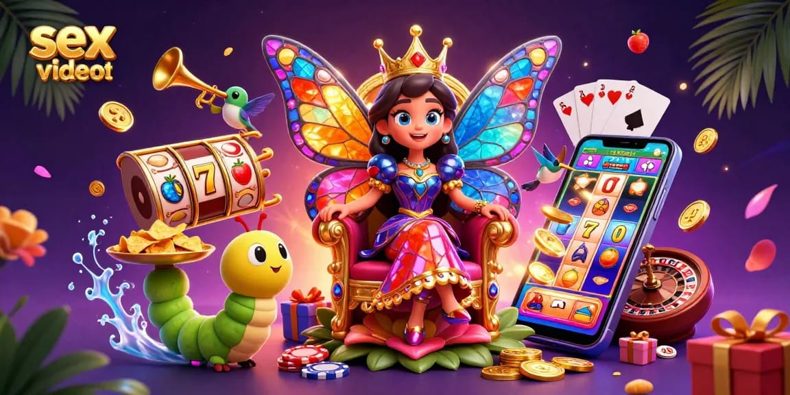 Engage in thrilling sex video chat with vibrant slot gaming elements and colorful characters.