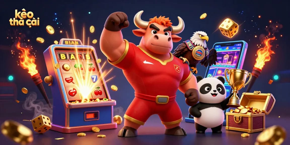 Get accurate odds and updates for kèo nhà cái with exciting cartoon characters and casino elements.