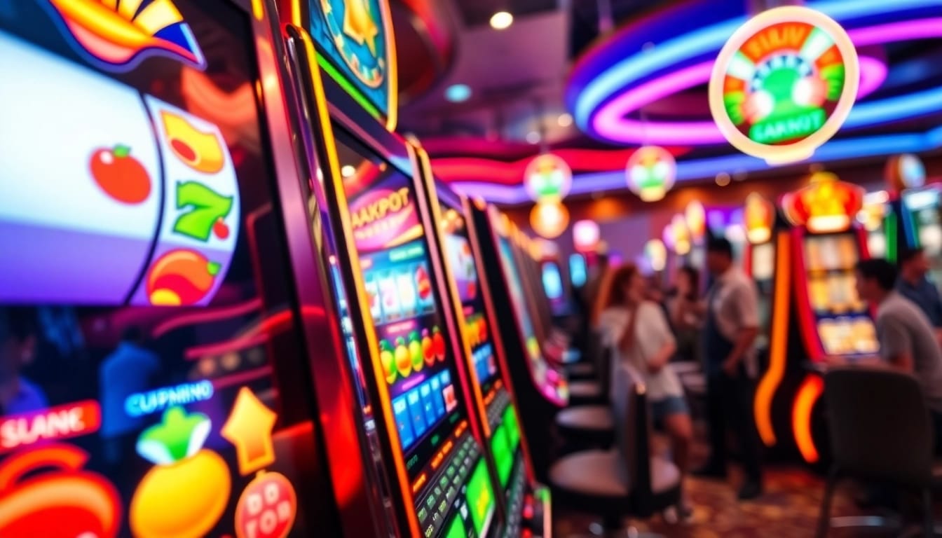 Menang besar di slot gacor dengan mesin slot penuh warna dan pemain antusias.