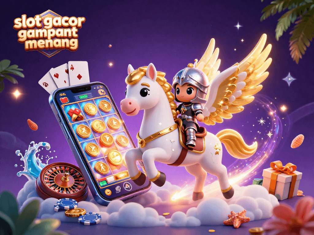 Experience slot gacor gampang menang with a vibrant 3D illustration showcasing thrilling casino elements.