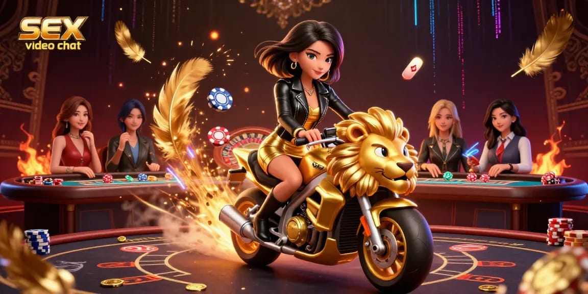 Engage in a thrilling sex video chat with live online gamblers in a vibrant 3D casino setting.