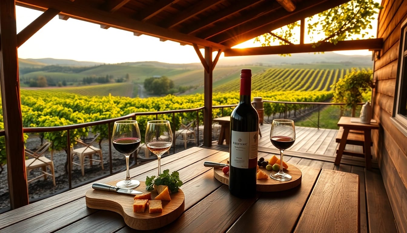 Enjoying a serene moment at Winery Sacramento with a stunning vineyard backdrop.