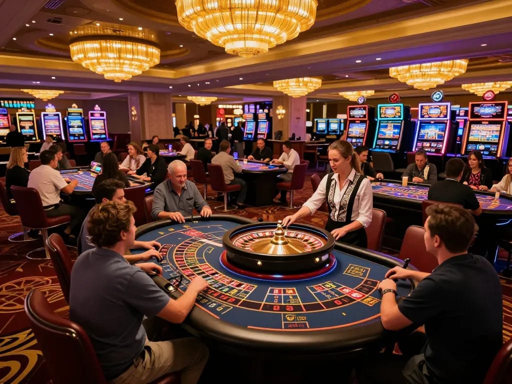 Players enjoying a lively roulette game at zkjj188 casino, showcasing excitement and action.