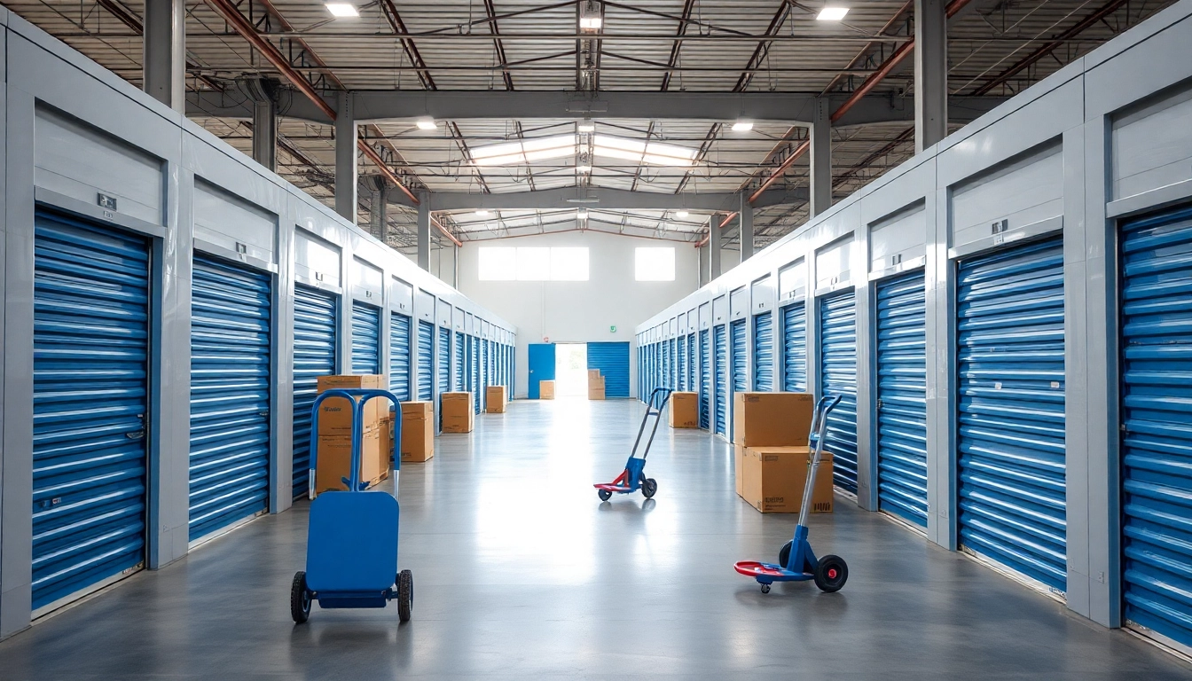 Showcase of self storage units in an organized facility, emphasizing accessibility and convenience.