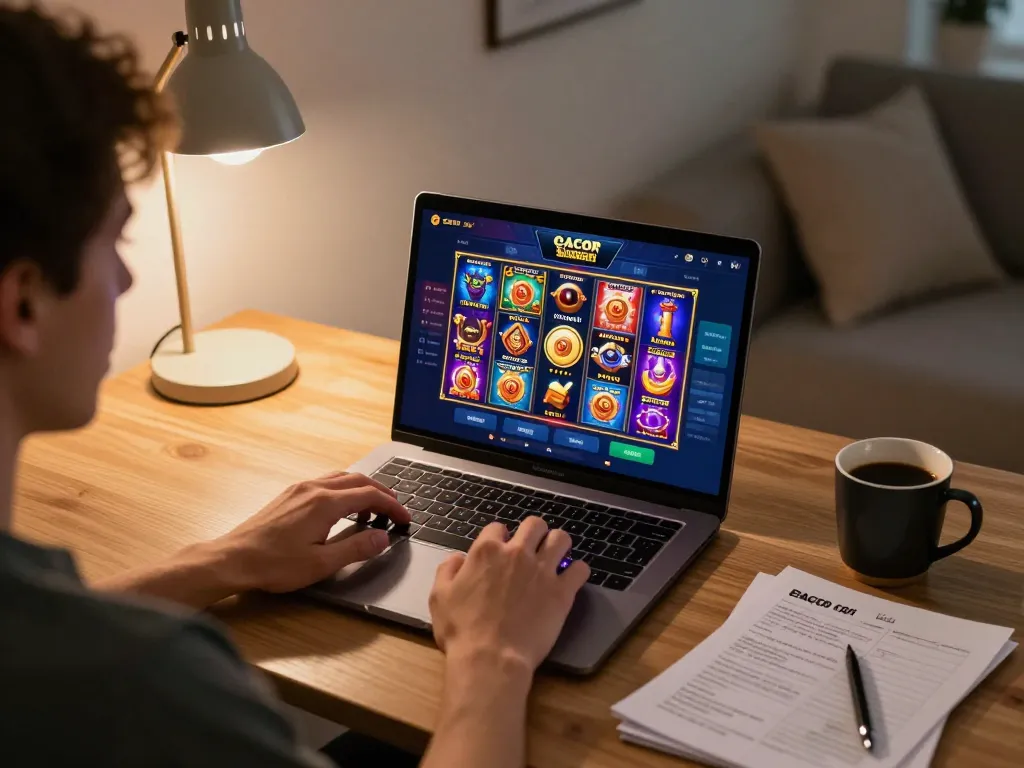 Player winning on slot gacor situs luar negeri app during cozy home gaming session