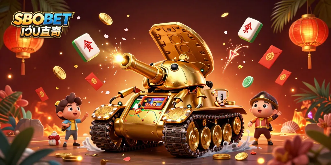 Win big at SBOBET เว็บตรง with a dynamic 3D casino scene showcasing excitement and rich game elements.