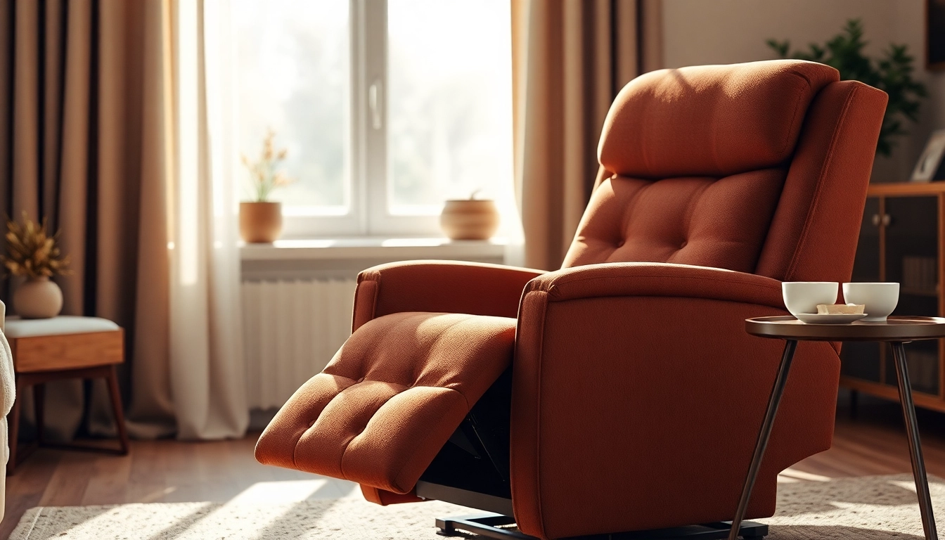 Elegant power lift chair with heat and massage set in a cozy living room, delivering comfort.