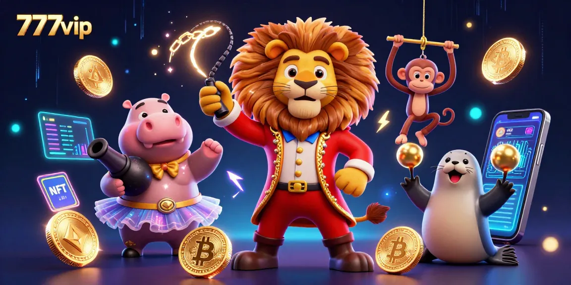 Experience thrilling games at 777vip with vibrant characters and crypto elements enhancing the excitement.