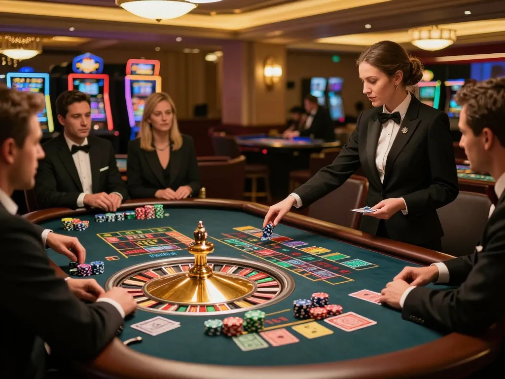Gamblers place bets at a roulette table, highlighting community and strategy with giường bệnh nhân in focus.