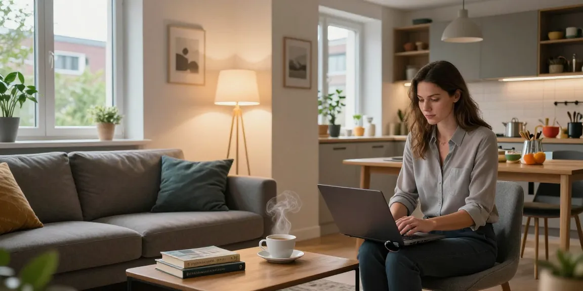 Moderne Monteurwohnung Hannover mit gemütlichem Wohnzimmer und Home-Office-Ambiente