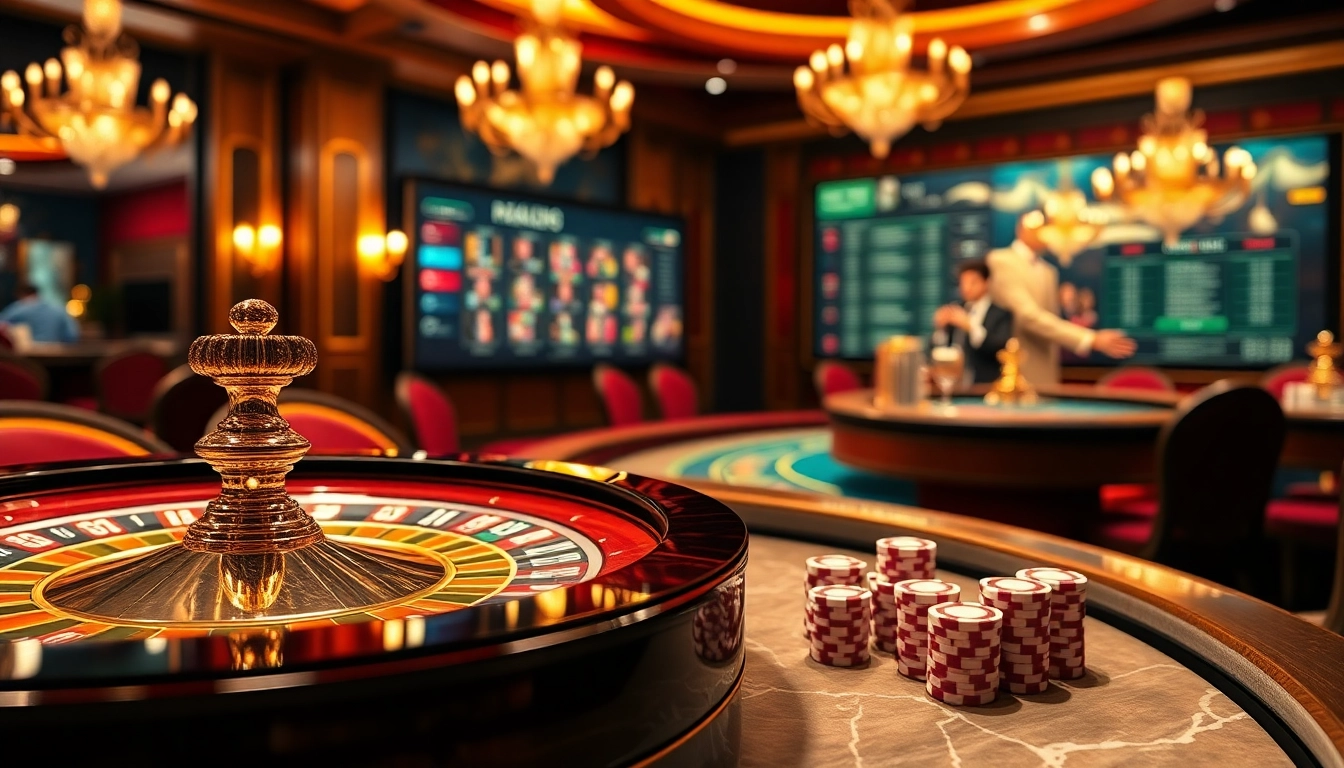 Vivez une action palpitante au meilleur casino en ligne avec des jetons de poker vibrants et une roue de roulette.