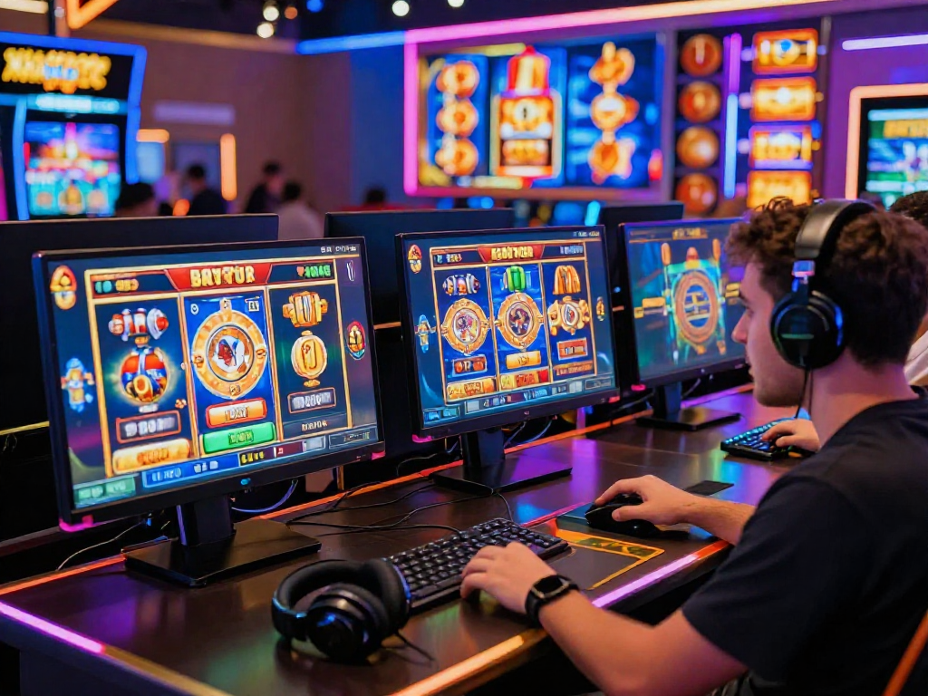 Excited player enjoying feature buy slots with vibrant visuals at a digital casino.