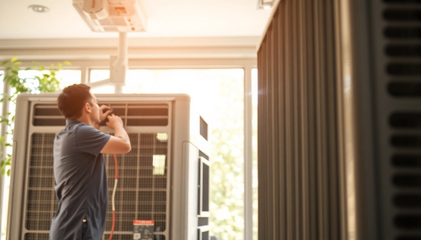 Technician installing an american standard air conditioner in a home setting.
