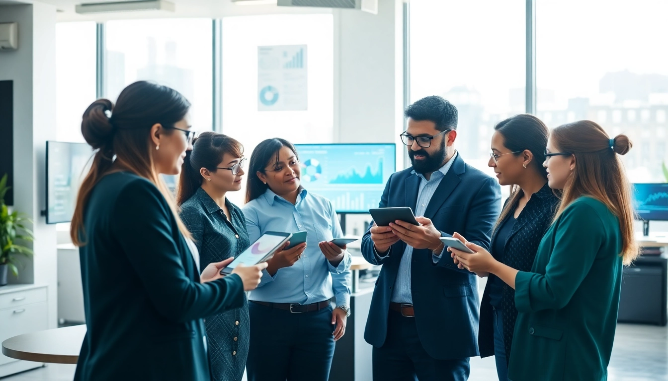 Providing managed it services near me with a professional IT team collaborating in a modern office.