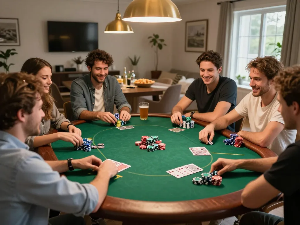 3 Đôi Thông Là Gì showcased in a lively home poker night with friends strategizing their gameplay.