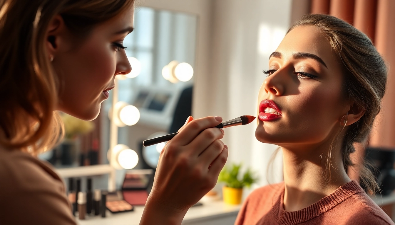 Apply vibrant lipstick effortlessly with a lip blending brush for a flawless finish.
