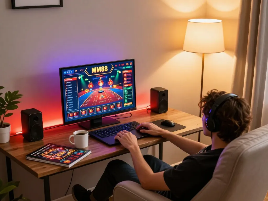 Playing casino games on MM88 link mm88 with an inviting home gaming setup
