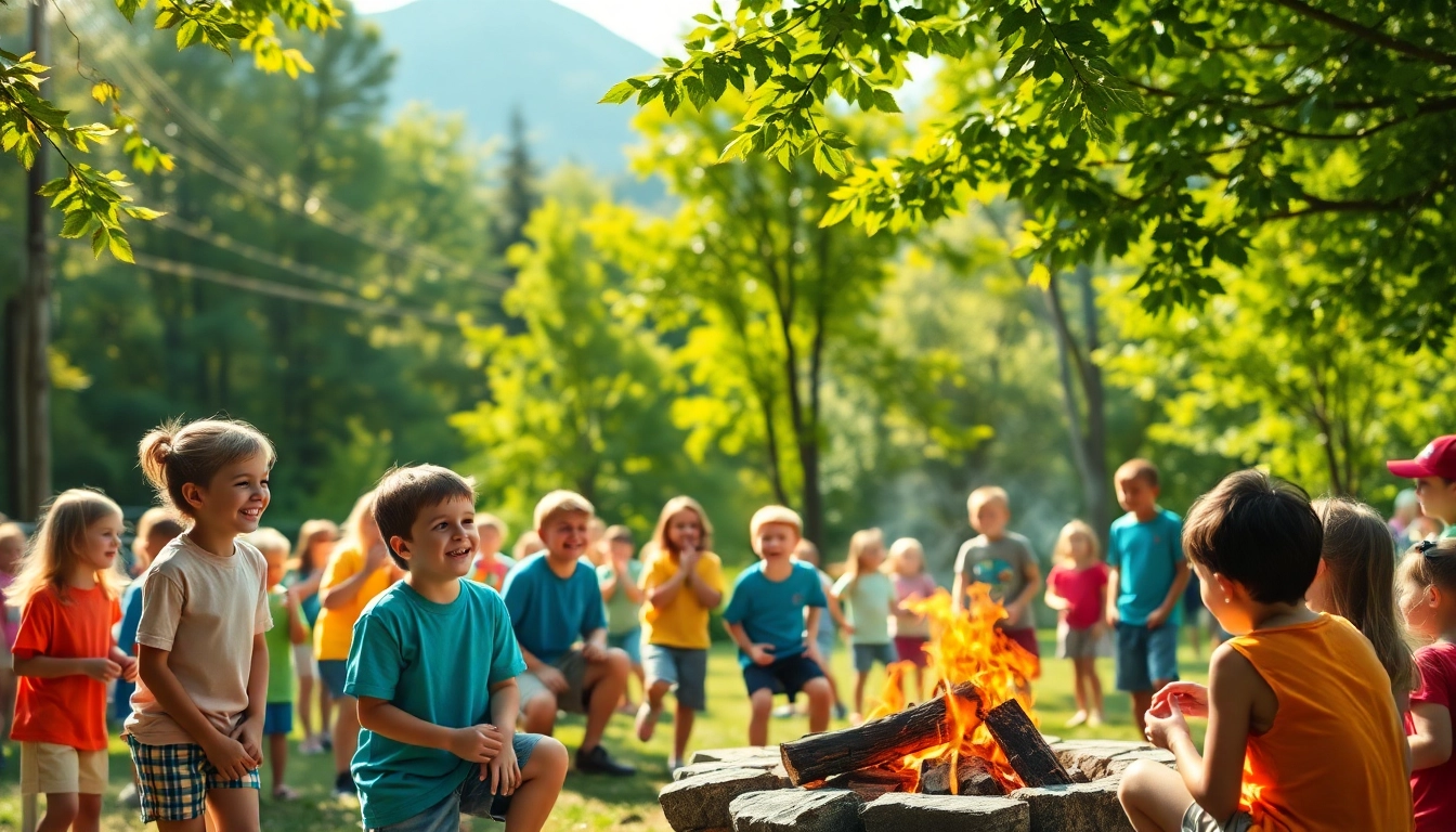 Children enjoying activities at residential summer camps in a vibrant, natural setting.