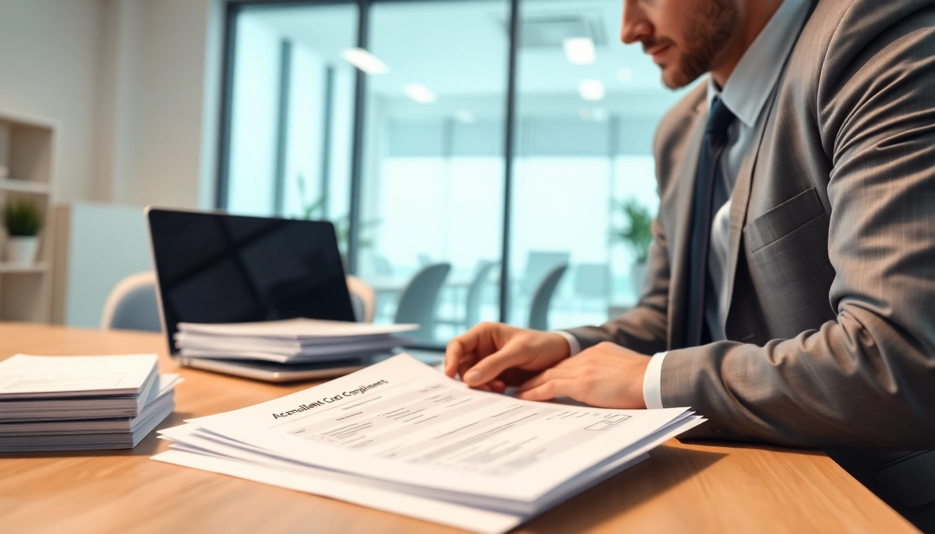 Reviewing annual compliance documents with clarity and organization in a professional setting.