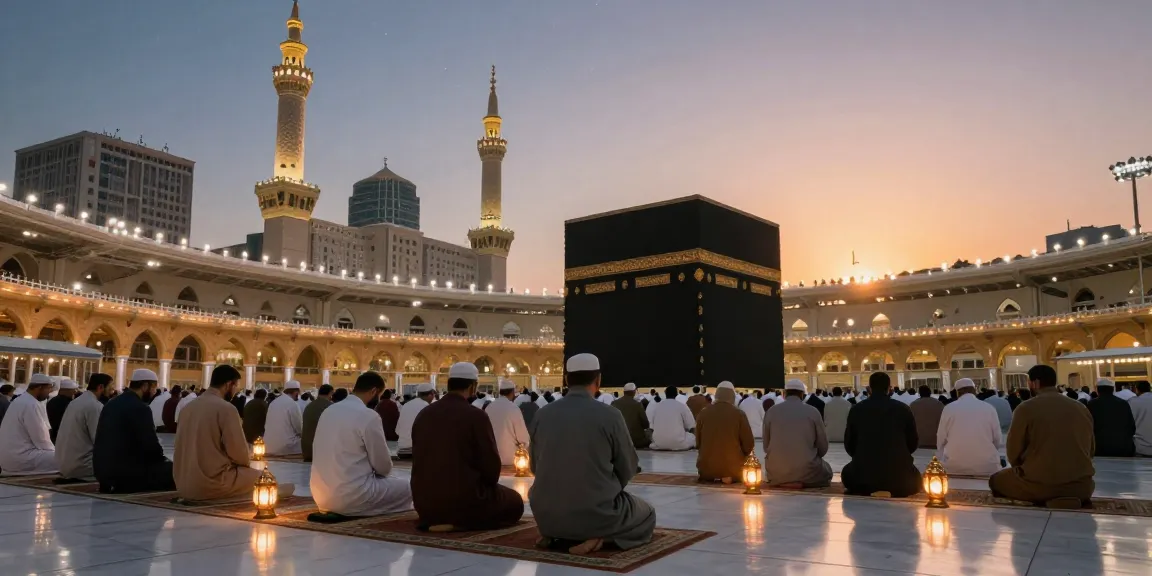 An unforgettable umroh Itikaf journey during Ramadan, showcasing a vibrant community of worshippers in Masjidil Haram, perfect for travel enthusiasts.