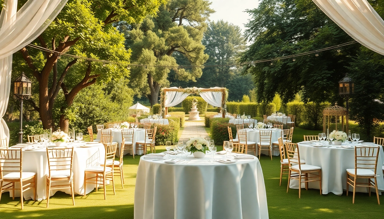 Entdecken Sie die charmante location hochzeit mit eleganter Dekoration im Freien.
