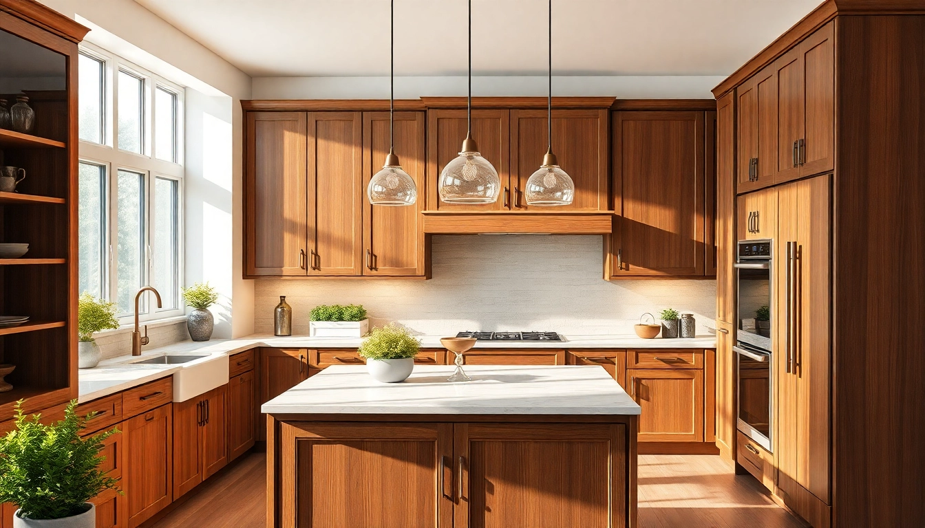Stylish custom kitchen cabinets featured in a modern kitchen design for inviting interiors.