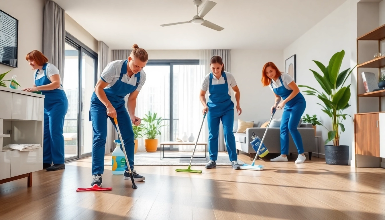 Bond cleaning Brisbane team efficiently cleaning an apartment, showcasing professional service.