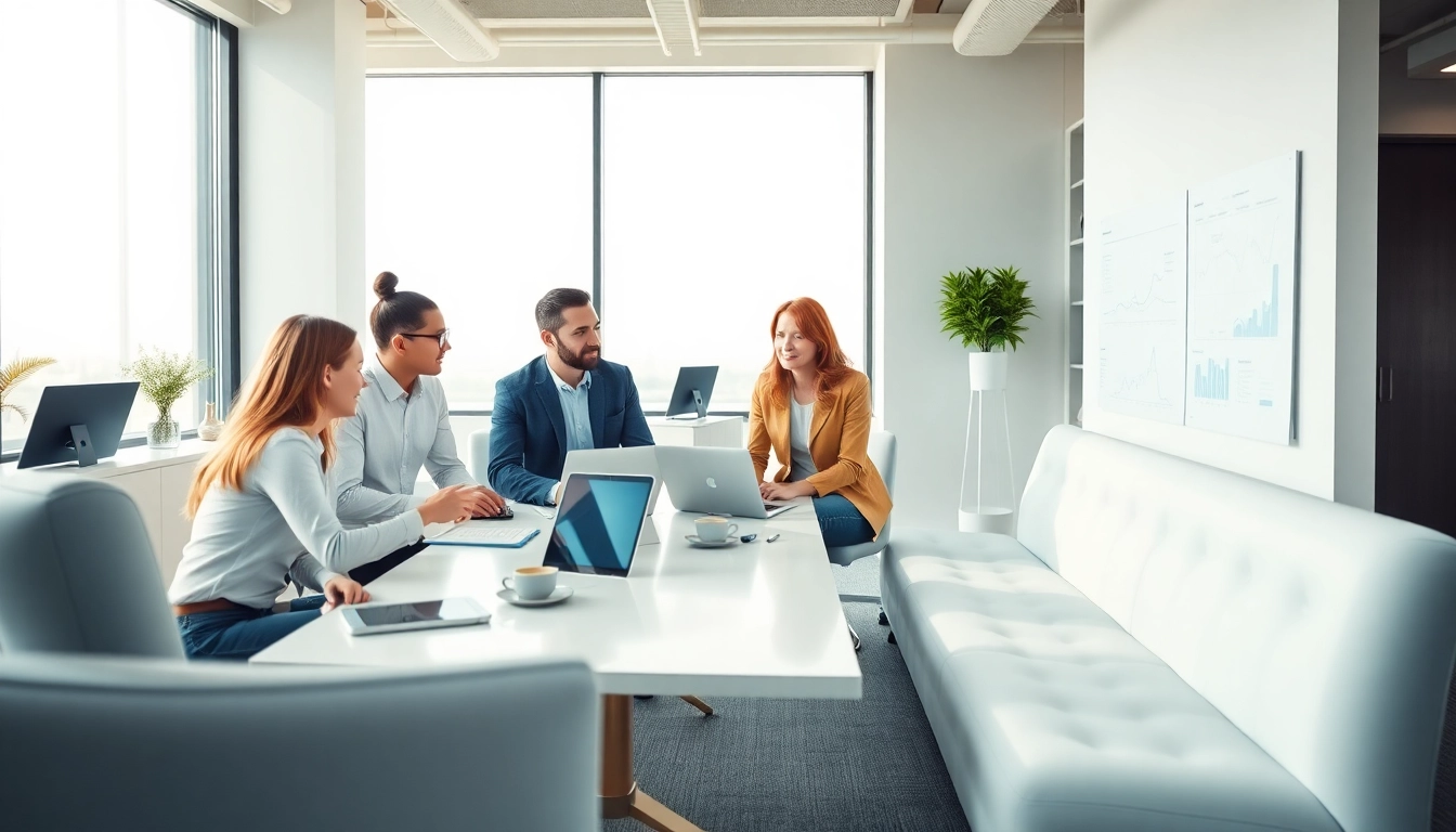 Team collaborating on managed IT service strategies in a modern office setting.