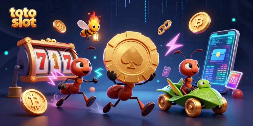 Menangkan jackpot di toto slot dengan tim semut menjalankan pencurian keripik poker emas.
