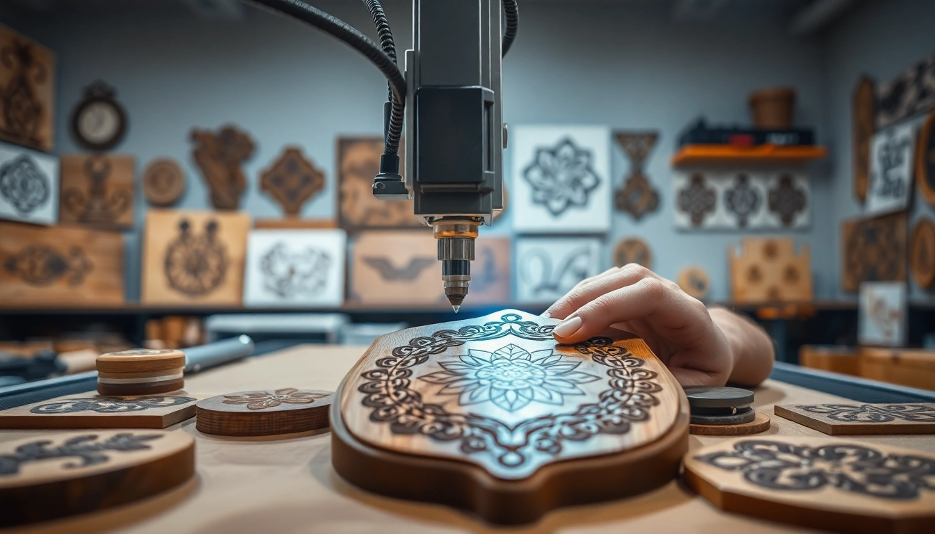 Crafting a custom laser design on wood with a laser engraver, showcasing precision and creativity.