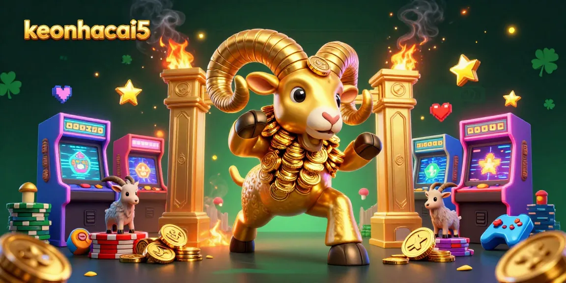 Engage with keonhacai5's exciting golden ram charging through a dynamic casino scene.