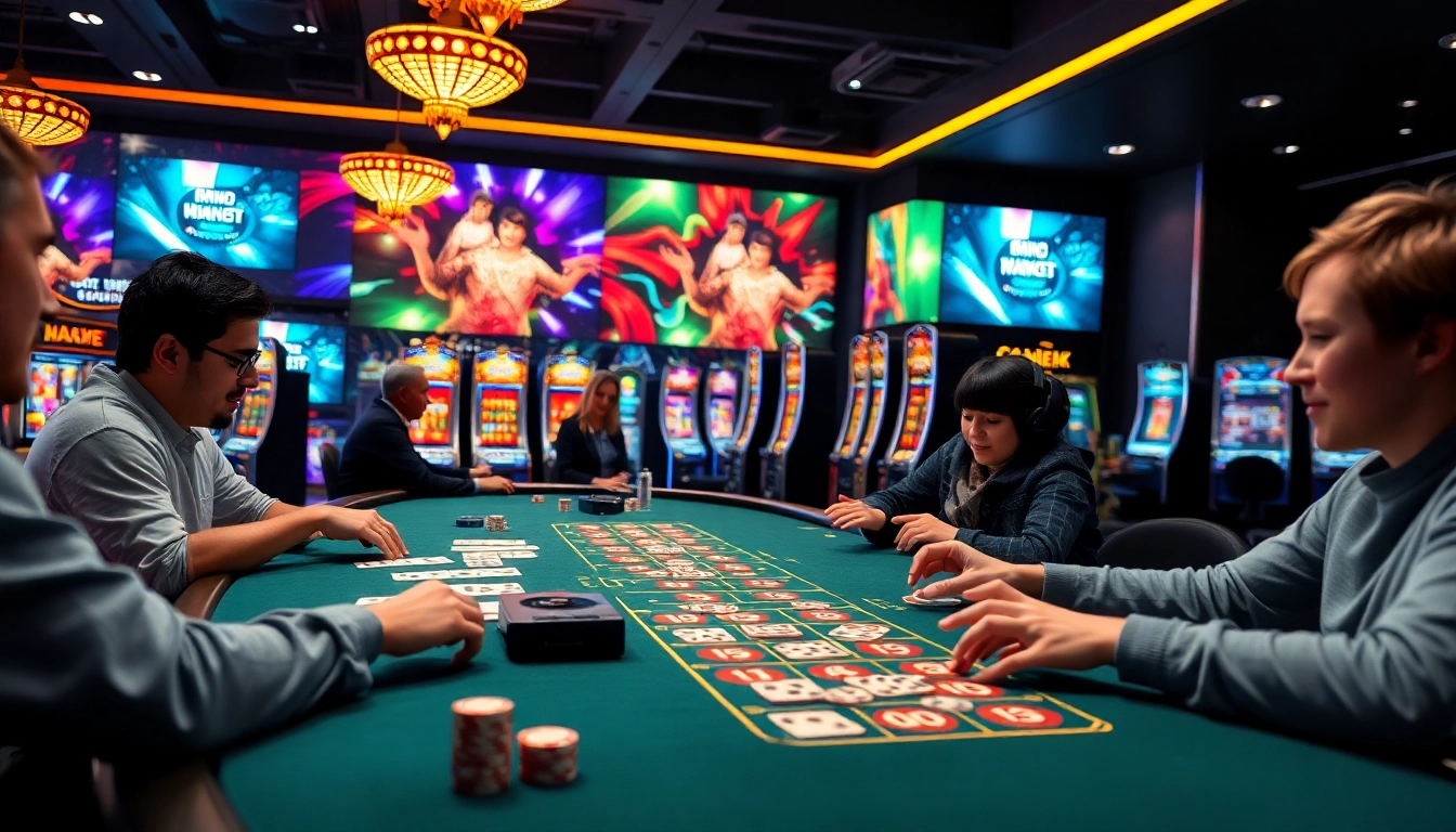 Engaging online casino Uk atmosphere with players enjoying their games in a lively setting.