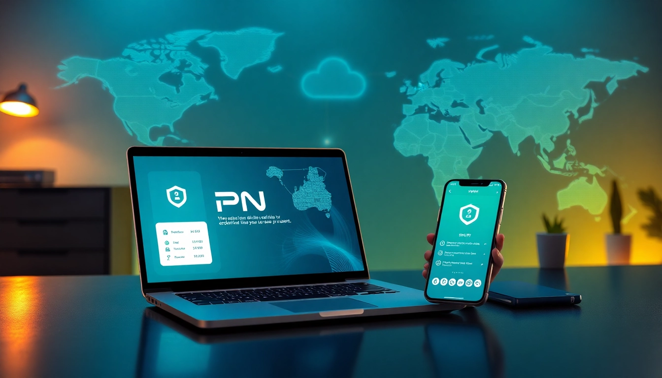 强调安全性与全球连接性的快连 VPN 界面在设备上显示。