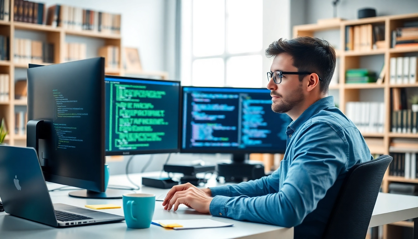 Engineer reviewing test automation processes with dual monitors showcasing DoesQA results.