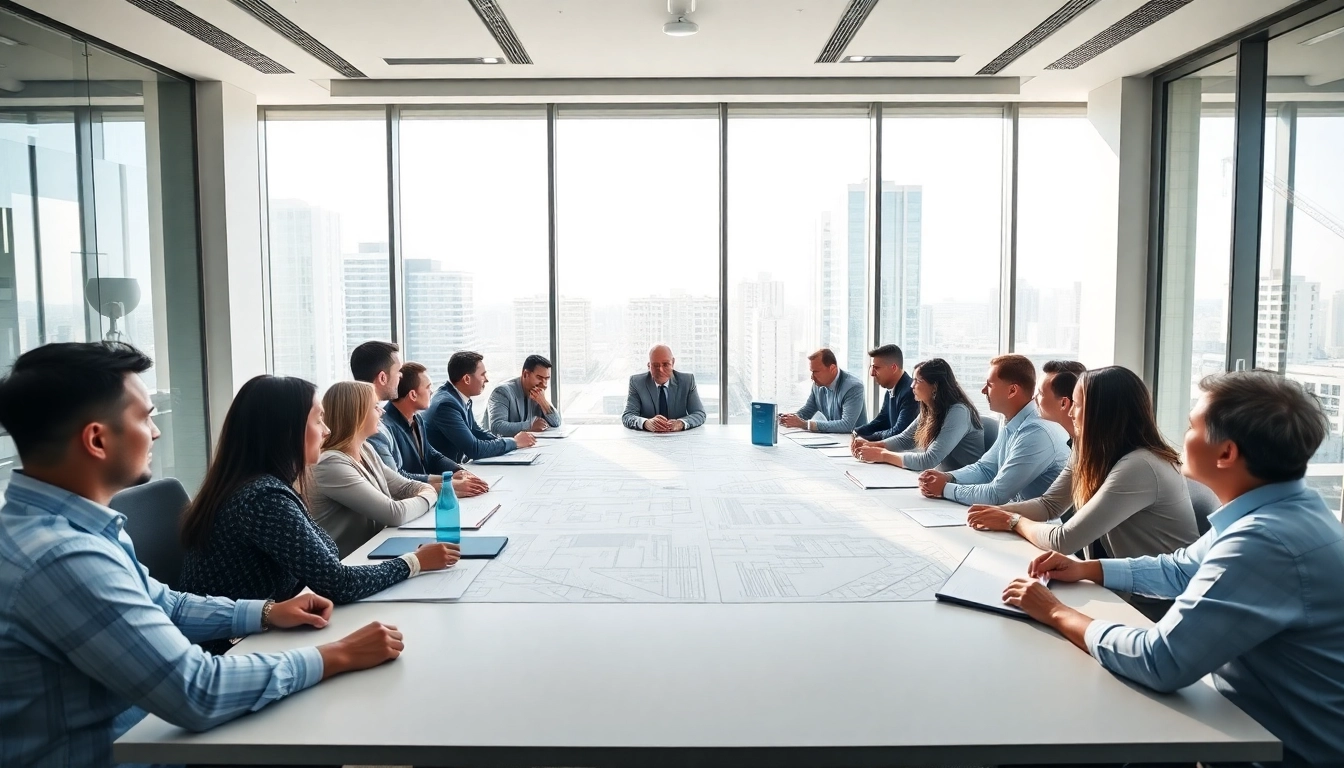 Active discussion in a construction association meeting showcasing teamwork and strategy.