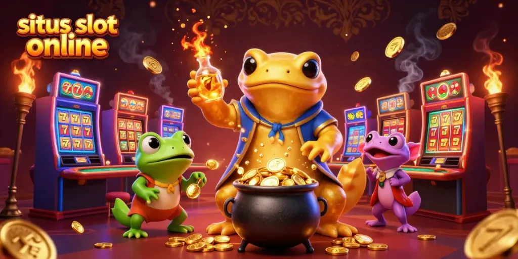 Slot online berkualitas tinggi dengan alkemis dan koin emas di kasino.