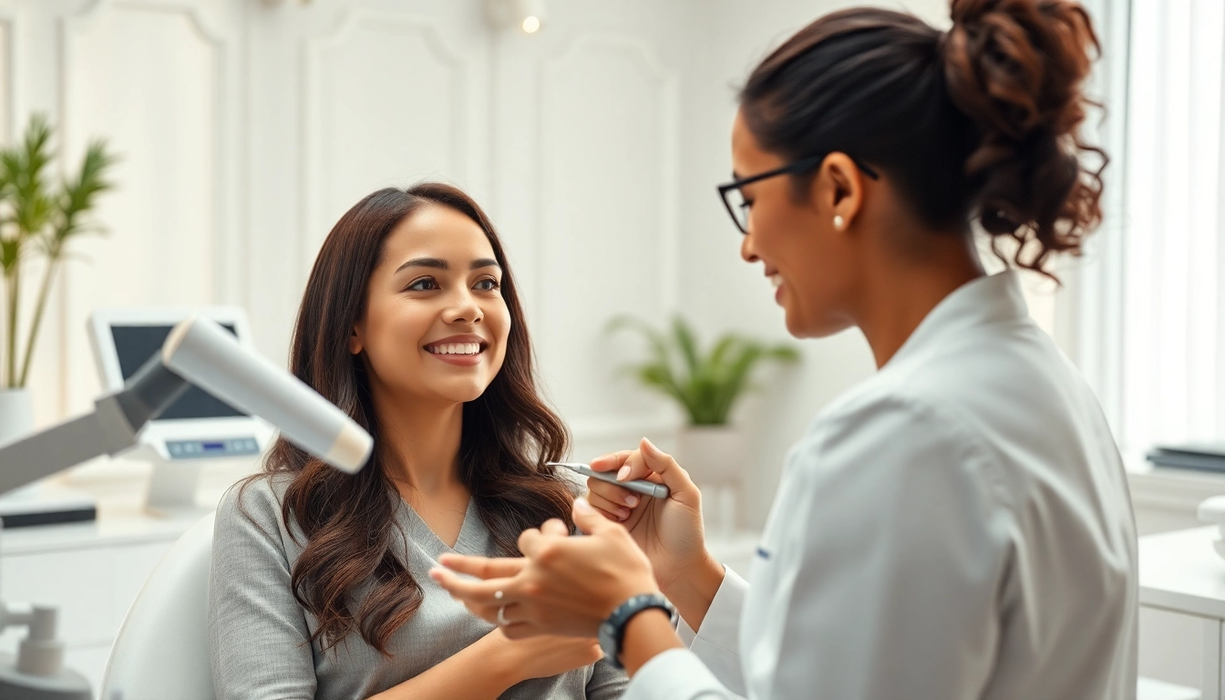 Kirkegaard Aesthetics zeigt eine Patientin in einer vertrauensvollen Beratung mit einem Arzt.