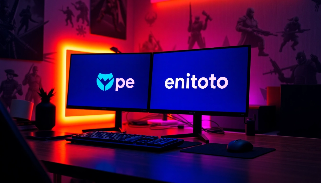 Petanitoto logo displayed in a modern gaming setup with exciting lighting.