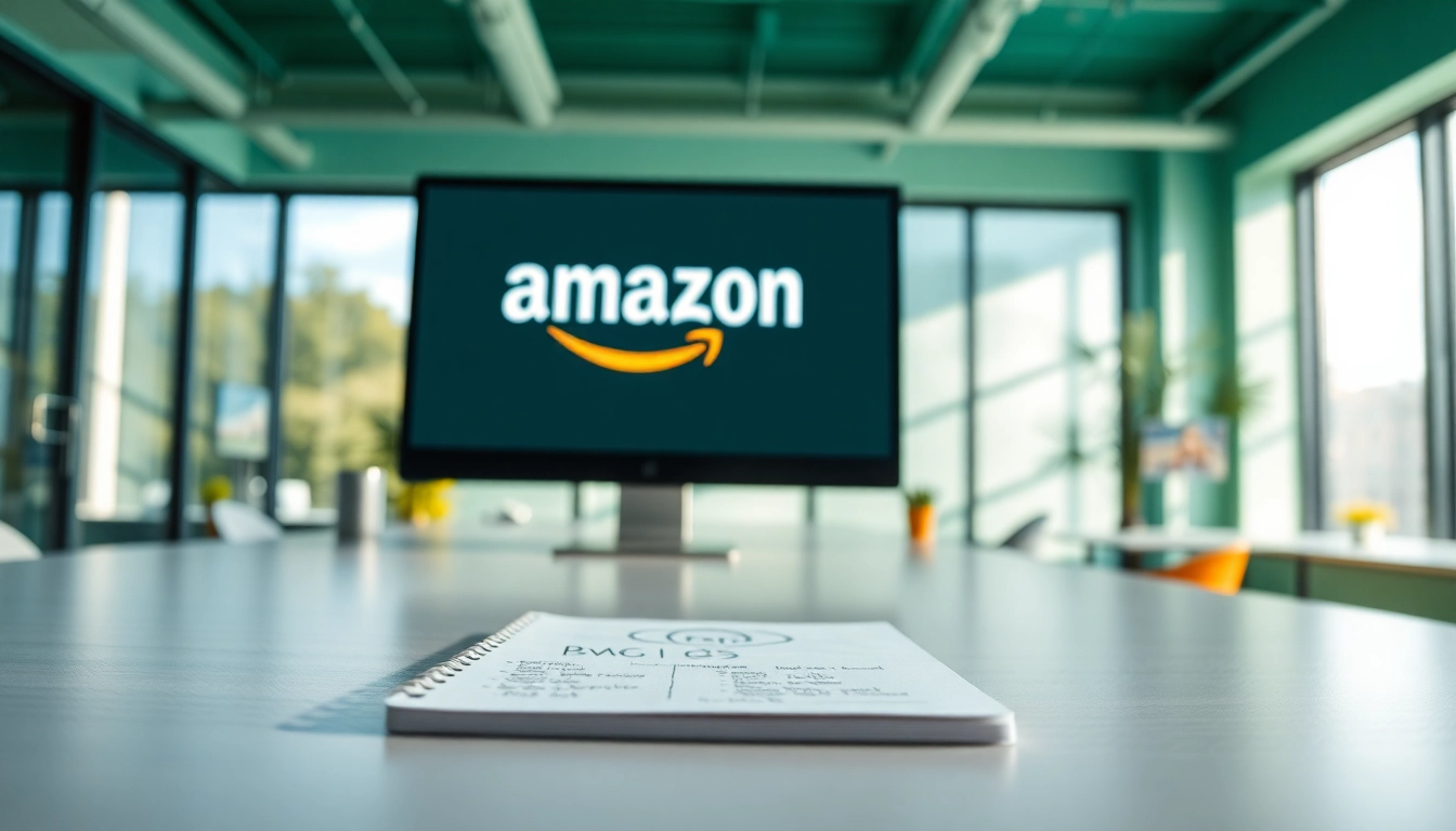 Engaging amazon introduction in a modern office with bright lighting and sleek desk features.