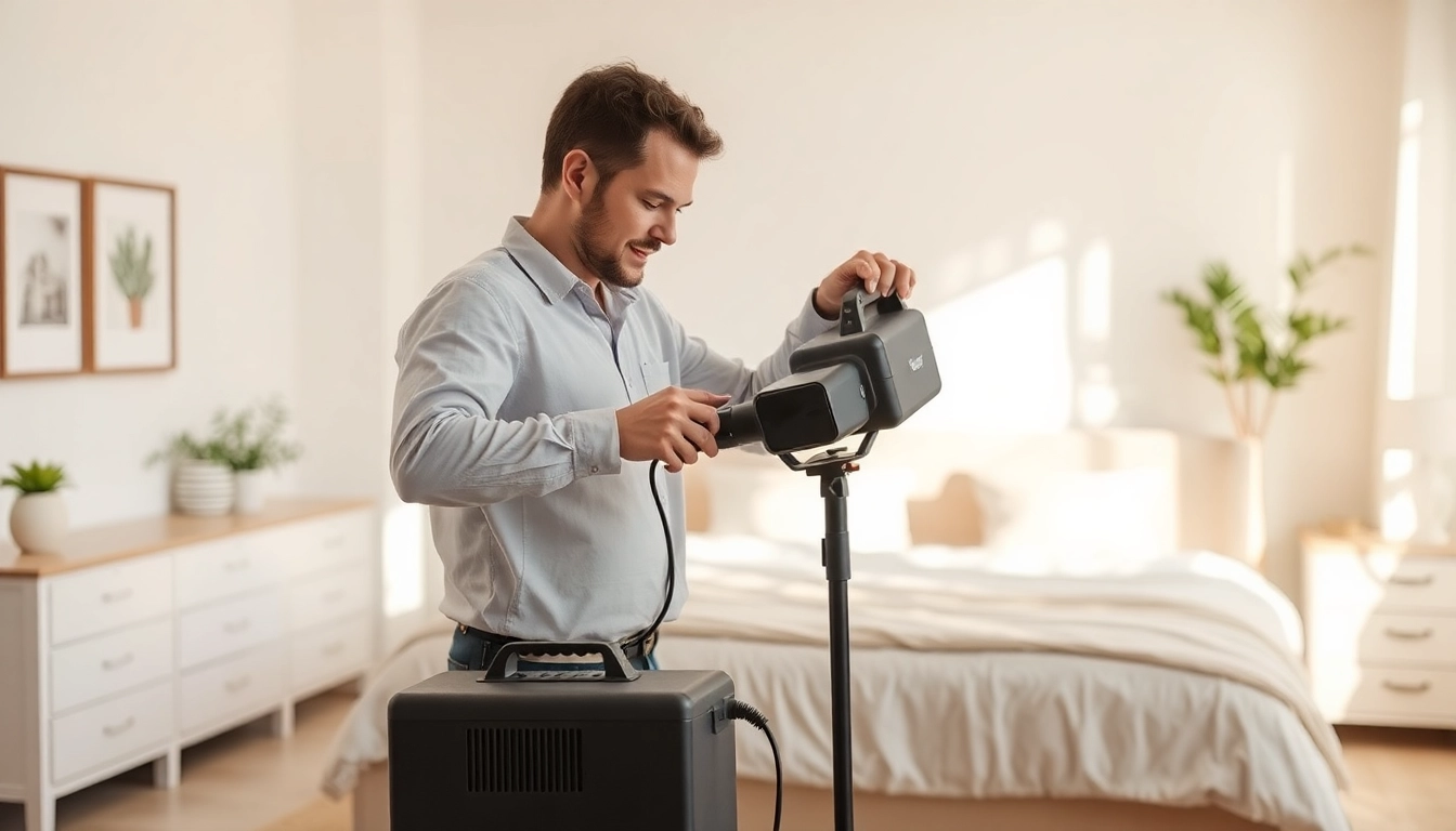 Engaging bed bug removal process in a modern home showcasing professional techniques and equipment.