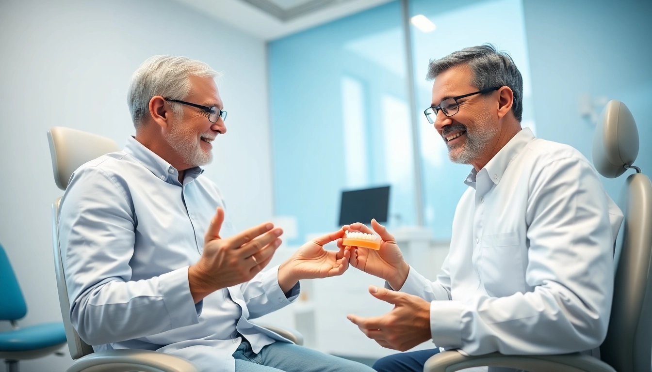 View of a dental consultation with Dentures Frankfort IL in a clean modern setting.